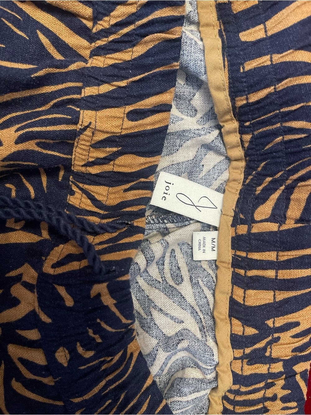 Joie Navy and Mustard Tiger-Stripe Wide Leg Pants - Picture 2 of 2